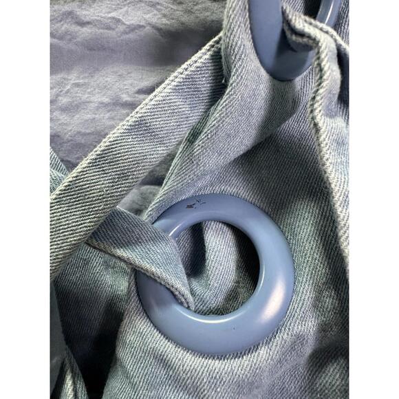 English Factory Blue Denim Lace Up Mini Dress Size M with Paint Chipping on Ring - Picture 7 of 7